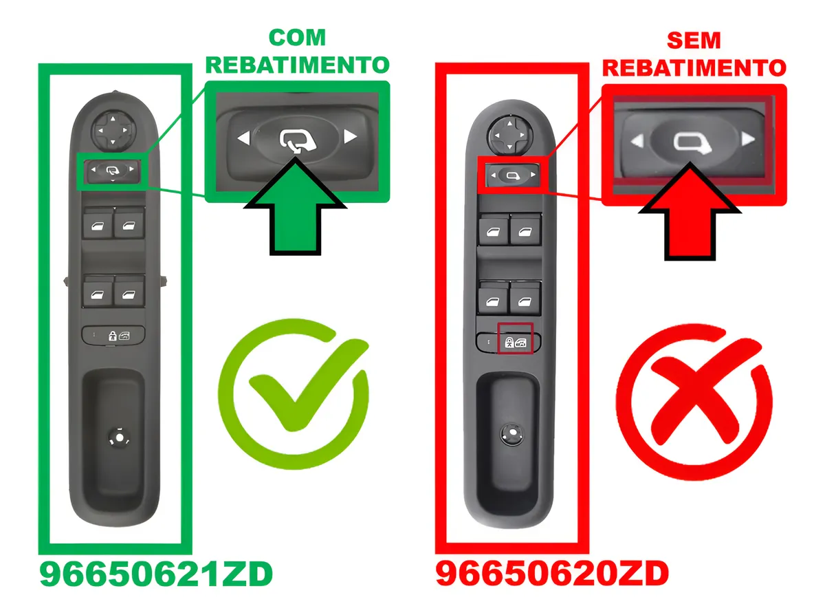 Botão Comando Vidro Elétrico Peugeot 3008 308 (rebatimento)